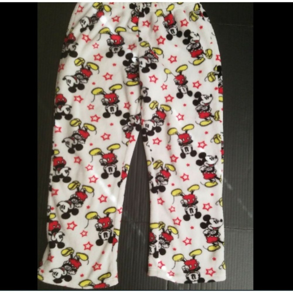 Disney Kids Mickey Mouse Plush Fleece Pajama Pants Loungewear Bottoms Sz Medium - Picture 4 of 9